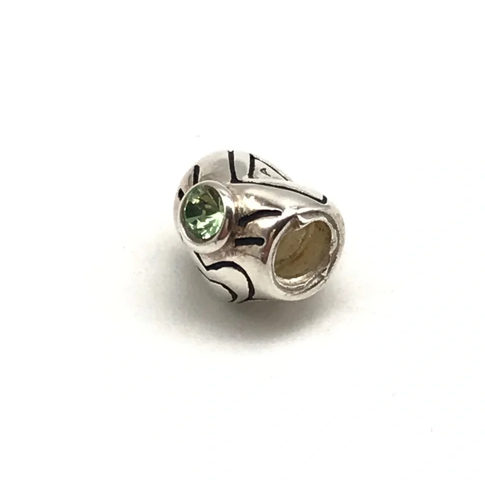 Chamilia Sterling Silver August Green Peridot CZ Heart Bead Charm